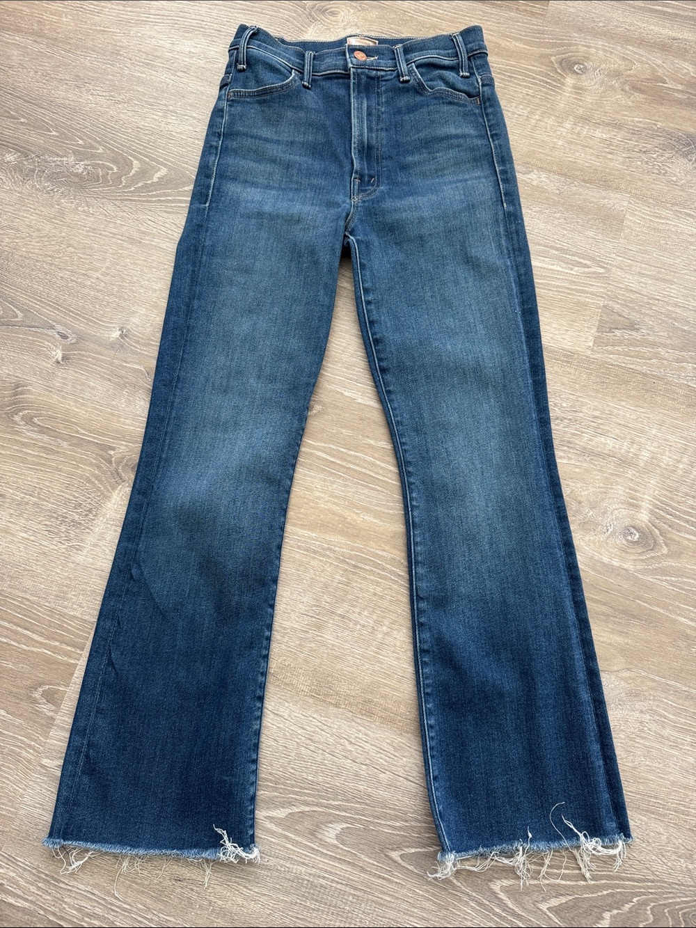 MOTHER Dark Blue Flared Hem Jeans